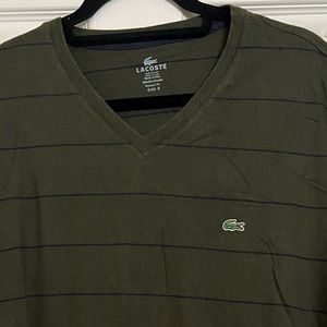 Lacoste Stripe V-Neck T-Shirt, size 9